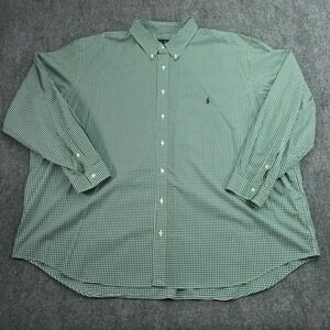 Ralph‎ Lauren Shirt Mens 4XB Big Green Gingham Pony Long Sleeve Button Down